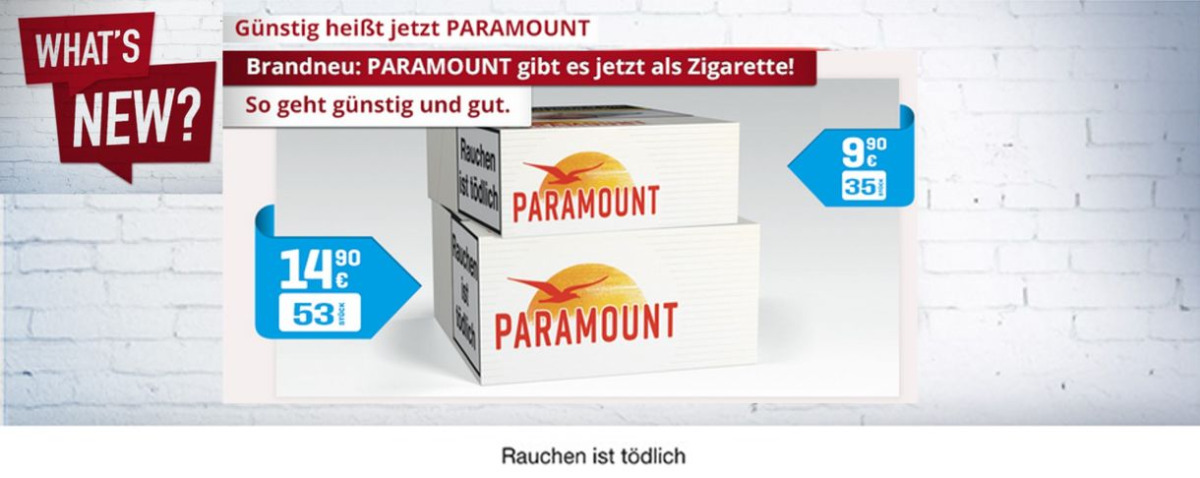 Banner-Zigaretten-Paramount