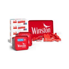 Sparset Tabak Winston Rot Titan Box. Zwei sehr großer rote Eimer mit Winston 250 Extra Hülsen und Feuerzeuge.