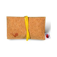 Kork Drehbeutel mit gelben Verschlußband und American Spirit Label.