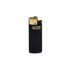 BIC Feuerzeug Maxi J25 Reibrad schwarz mit goldener Kappe. Sehr edeles Feuerzeug passend für jede Hosentasche.