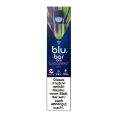 Packung blu bar E-Zigarette Blackcurrant Mix 1000. Blau-lila-grüne Schachtel mit weißer blu bar Aufschrift.