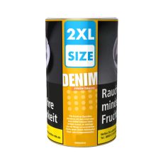 Dose Tabak Denim Classic Volume Gelb. Große gelbe Dose mit Punkten und weißer Denim Aufschrift.