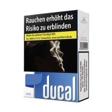 Schachtel Zigaretten Ducal Blue XL. Blau-weiße Packung mit weißer Ducal Aufschrift.