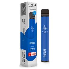 Verpackung Elfbar 600 Einweg Blue Razz Lemonadenikotinfrei. Blaues Gerät mit weißem Elfbar Logo.