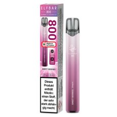 Lila-pinke Packung Elfbar 800 Einweg E-Zigarette Sweet Berries. Lila-pinkes Gerät weißem Elfbar Logo im Vordergrund.