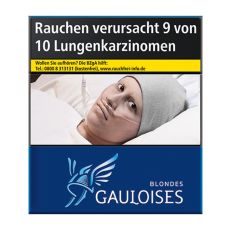 Schachtel Zigaretten Gauloises Blondes Blau. Blaue Packung mit hellblau-weißem Gauloises Logo.