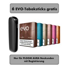 Aktion Ploom Aura Jet Black Registrierung + 6 EVO Tabaksticks deiner Wahl gratis