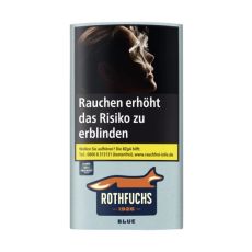 Pouch Tabak Rothfuchs Blue. Blaues Päckchen mit rotem Fuchs und weißer Rothfuchs Aufschrift.