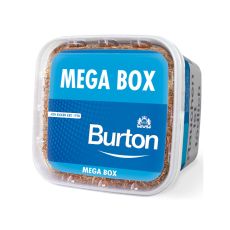 Eimer Tabak Burton Blau XXXL Mega Box. Blauer Eimer mit weißem Burton Logo und Mega Box Aufschrift.
