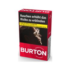 Schachtel Zigaretten Burton Original Rot L. Kleine rote Packung mit weißem Burton Logo.