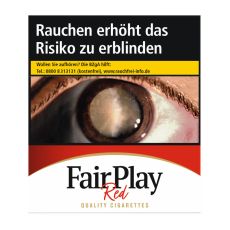 Schachtel ZIgaretten Fair Play Filter Red Super. Weiß-rote Packung mit schwarzem FairPlay Logo.