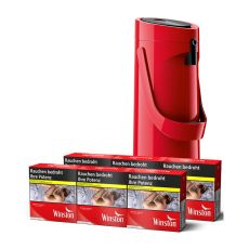 Sparset Winston Zigaretten Red 6XL. Sechs rote Packungen mit roter Kaffee-Pumpkanne.