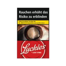 Schachtel Zigaretten Luckies Crafted Red. Rote Packung mit weißer Luckies Aufschrift 