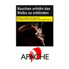 Schachtel Zigaretten Apache Original. Weiße Packung mit rotem Indianerkopf und schwarzem Apache Logo.