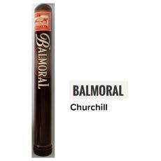Zigarre Balmoral Zigarre Dominican Churchill. Braune Metallröhe mit beiger Balmoral Aufschrift.