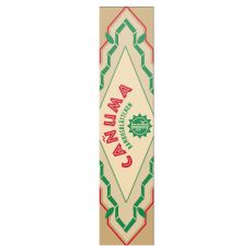 Packung Bambusblättchen Canuma. Beiges Heft mit rot-grünem Muster mit roter Canuma Aufschrift.