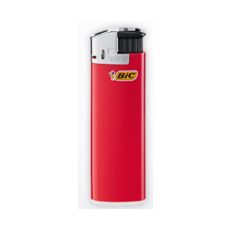 BIC Feuerzug Maxi J38 neutral Electronic. Rotes Feuerzeug mit silber-schwarzer Kappe.