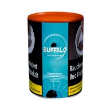 Dose Buffalo Tabak Blue. Blaue Dose mit rotem Deckel und weißer Buffalo Aufschrift, Sonne und schwarzem Büffel.