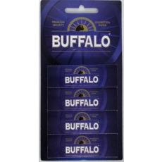 Packung Buffalo Zigarettenpapier. Blaue Packung mit 4 Heftchen mit weißer Buffalo Aufschrift.