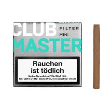 Packung Zigarillos Clubmaster Mini Filter Iceland No 224. Silberne Packung mit weißer Club und mintgrünem Master Aufschrift und Zigarillo.