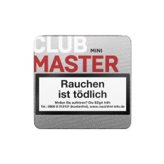 Packung Clubmaster Zigarillos Mini Red. Silberne Dose mit weißer Club und roter Master Aufschrift und Zigarillo.