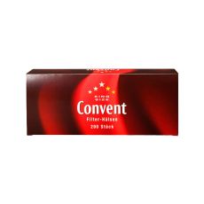 Packung Convent 200 King Size Hülsen. Rote Packung mit weißer Convent Aufschrift und Sterne.