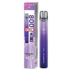 Lila-Rosa Packung Elfbar 800 Einweg E-Zigarette Blackberry Ice. Lila Gerät weißem Elfbar Logo im Vordergrund mit nikotinfrei Bottom.