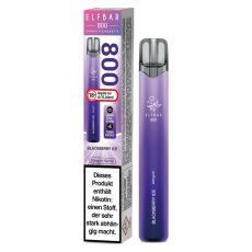 Lila-Rosa Packung Elfbar 800 Einweg E-Zigarette Blackberry Ice. Lila Gerät weißem Elfbar Logo im Vordergrund.