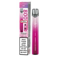 Pink-lila Packung Elfbar 800 Einweg E-Zigarette Dragon Fruit Strawberry. Pinkes Gerät weißem Elfbar Logo im Vordergrund.