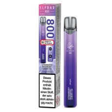 Lila Packung Elfbar 800 Einweg E-Zigarette Strawberry Raspberry Cherry Ice. Lila Gerät weißem Elfbar Logo im Vordergrund.