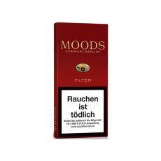 Schachtel Filterzigarillos Moods Filter 5 Stück. Weinrote Packung mit goldener Moods Aufschrift.