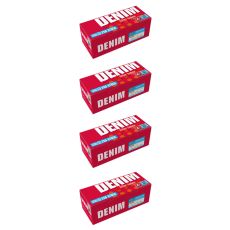 Gebinde Hülsen Denim 250 Extra King Size. Vier rote Packungen mit Punkten und weißer Denim Aufschrift.