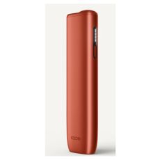 Tabakerhitzer IQOS Iluma i Vivid Terracotta. Hellbraunes Gerät mit Batterieanzeige.