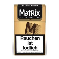 Schachtel Matrix Filterzigarillos V. Beige Packung mit weißer Matrix Aufschrift und schwarzem M.