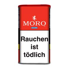Dose Moro Tabak Red XXL. Große rote Dose mit weißer Moro Aufschrift und Moro Logo in Gestalt eines weißen Pferdes.