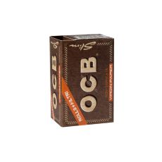 Packung OCB ZigarettenpapierUnbleached Rolls. Braune Packung mit beiger OCB und Slim Aufschrift.