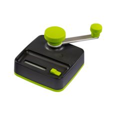 OCB Zigarettenstopfer Easy Slide Table Injector. Schwarz-grünes Gerät mit Kurbel.