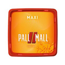 Eimer Pall Mall Tabak Allround Maxi Box Rot. Großer rot-oranger Eimer mit weißer Pall Mall Aufschrift und rotem Pausezeichen.
