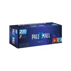 Packung Zigarettenhülsen Pall Mall Blau Xtra 200. Blaue Packung mit blauem Pausezeichen und weißer Pall Mall Aufschrift.