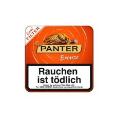 Dose Panter Filterzigarillos Zwirl Bronze. Braune Dose mit goldenem Panter Logo.