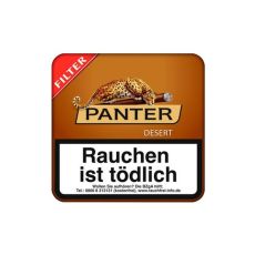Dose Panter Filterzigarillos Desert. Braune Blechdose mit goldenem Panter Logo.