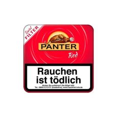 Dose Panter Filterzigarillos Zwirl Red. Rote Dose mit goldenem Panter Logo.
