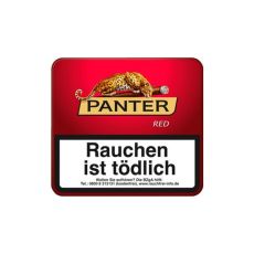 Dose Panter Zigarillos Red. Rote Blechdose mit goldenem Panter Logo.