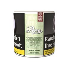 Dose Tabak Pepe Bright Green. Hellgrüne Dose mit weißem Pepe Logo und Warnhinweis.