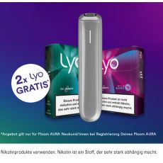 Ploom Tabakerhitzer Lunar Silver mit zwei Packungen LYO Nikotinsticks und Gratisbottom.