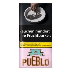 Pouch Pueblo Tabak Pink. Rosa Packung mit brauner Pueblo Aufschrift.