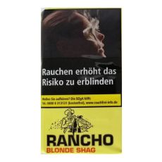 Pouch Rancho Tabak Blonde Shag Gelb. Gelbes Päckchen mit Rancho Logo und Cowboy.