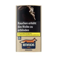 Pouch Tabak Rothfuchs Original. Beiges Päckchen mit rotem Fuchs und weißer Rothfuchs Aufschrift.