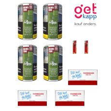 Sparset Tabak Pepe Rich Green Dose. Drei grüne Dosen mit drei King Size Hülsen deiner Wahl und Feuerzeuge.