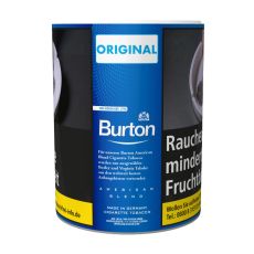 Dose Feinschitt-Tabak Burton Blau. Blaue Dose mit weißer Burton Aufschrift und Logo.
